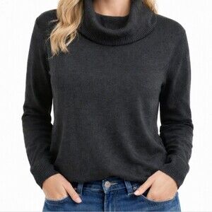 GAP Cowl Neck Sweater Charcoal Gray Soft Knit Minimalist Neutralcore Pullover S
